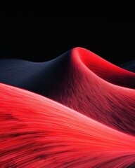 Poster - Abstract Red and Dark Wavy Lines on Black Background, Dynamic Composition Art