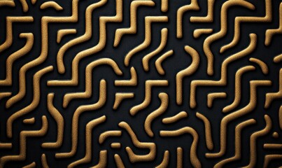 Poster - Intricate wavy golden lines pattern against black backdrop creates a luxurious and sophisticated texture.