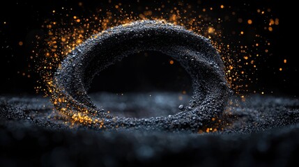 Poster - Abstract Ring of Sparkling Particles in a Dark Setting, Artistic, Creative Design Element