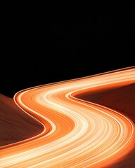 Poster - Abstract orange light trail against black background, energetic lines flowing, modern design element, vibrant graphic.