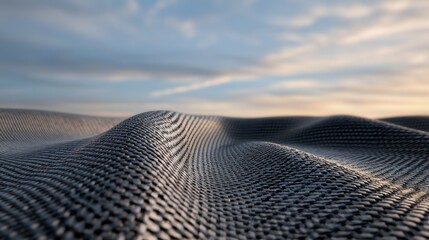Poster - Abstract Textured Landscape Illustrating Fabric Ripples and Atmospheric Sky Backdrop