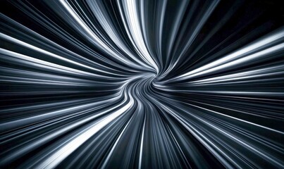 Poster - An abstract depiction of a wormhole showcases speed and movement through glowing twisting lines.
