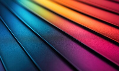Poster - Vibrant metallic surface showcasing a captivating rainbow gradient of colors from blue to red.