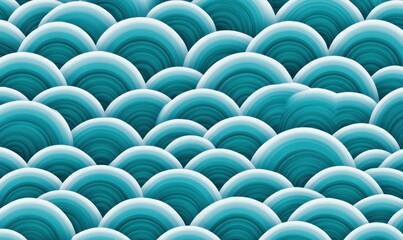 Poster - Beautiful wavy semicircles in shades of blue and white create a seamless, textured pattern.
