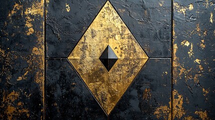 Poster - Black and gold geometric patterned tiles
