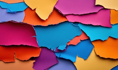 Poster - A bright and cheerful background featuring overlapping torn paper in multiple vivid colors.