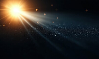 Poster - Golden sunlight casts ethereal rays onto a glittering surface with beautiful bokeh effects.