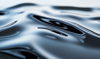 Poster - Elegant dark blue liquid waves create a serene and calming abstract background, perfect for designs.