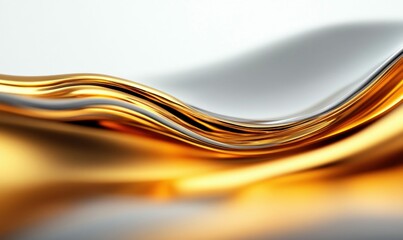 Poster - Golden and silver metallic waves create an elegant, fluid abstract background for design projects.