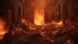 © maxximmm - An image of a burning door. Entrance to hell dante's. A generative inferno ai. A picture of a lifestyle door on fire.