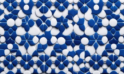 Poster - An intricate mosaic of blue and white floral patterns creates an eye-catching decorative background.