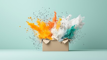 Poster - Colorful ink bursts from open box