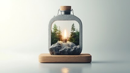 Poster - Concrete bottle with forest scene