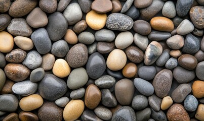 Poster - An array of smooth, colorful river stones create a textured and calming natural background.