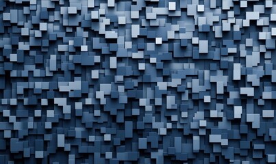 Poster - A dense arrangement of elevated blue and gray squares creates a pixelated abstract geometric pattern.