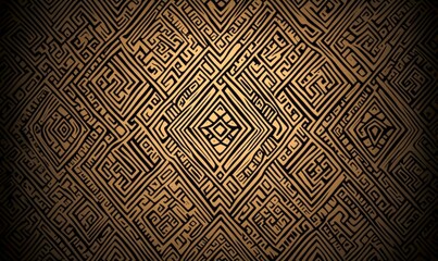Poster - Intricate geometric pattern featuring diamond shapes creates an eye-catching golden and black abstract design.