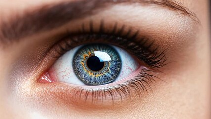 Poster - close up of a natural female eye with unique iris details generative ai