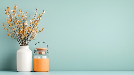 Aufkleber - Decorative vase and jar with dried flowers