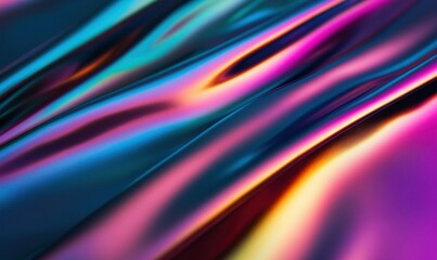 Poster - Mesmerizing iridescent waves of color create a futuristic abstract background with dynamic gradients.