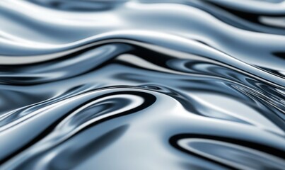 Poster - Silver metallic fluid with a ripple effect makes a dynamic, abstract background or design element.