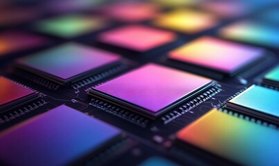 Poster - A vibrant array of colorful computer chips showcases the beauty of modern technology.