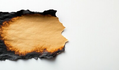 Poster - A textured piece of parchment paper with burnt edges lies on a clean, white surface.