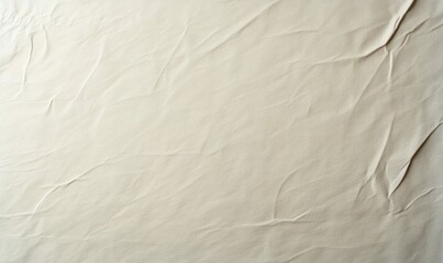 Poster - Close-up of a light beige, crumpled fabric texture with delicate folds and subtle shadows.
