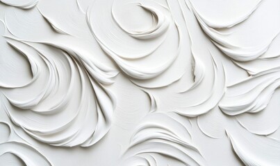 Poster - An abstract background of swirled white paint creating a textured and artistic visual with smooth curves.