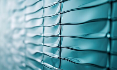 Poster - Abstract wavy blue metallic background with geometric pattern and calming, modern design.