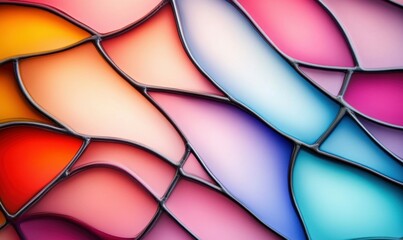 Poster - A dynamic display of vibrant stained glass interlocks in a fluid, colorful mosaic pattern.