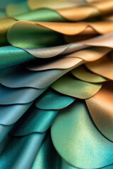 Poster - Colorful layered texture of shimmering materials showcasing various hues and tones