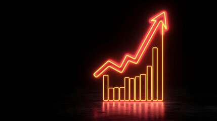 Poster - Red And Yellow Neon Glowing Graph Illustration