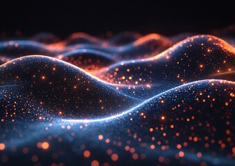 Poster - abstract glowing particle waves