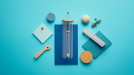 Poster - Modern color palette, geometric shapes, decorative wind chime