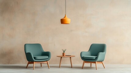 Poster - Modern minimalist living room with two armchairs and a small table