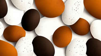 Poster - Various colored eggs are arranged closely together, overlapping on a bright surface to create a visually appealing pattern.