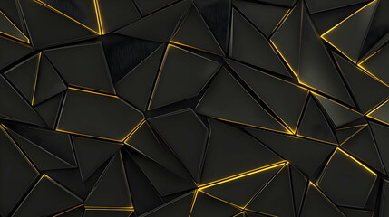 Leinwandbilder - Abstract Geometric Triangles Background in Black and Gold Digital