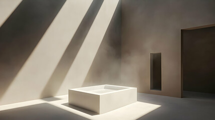 Leinwandbilder - Abstract Minimalist Geometric Interior with Light and Shadow 3d