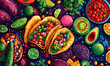 © Roberto - Colorful mexican taco fiesta with vegetables and salsa – vector