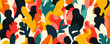 © Roberto - Abstract colorful leaf patterns with silhouette figures - vector