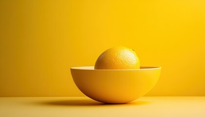 Poster - Bright red cube on a vibrant yellow background creates a bold visual contrast, showcasing geometric shapes and color dynamics in a minimalist setting during daylight