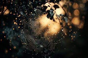spider web with dew