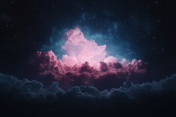 Wall Mural - A dark sky with a pink cloud in the middle