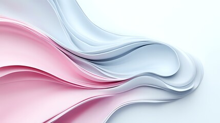 Poster - Elegant flowing waves in soft pink and gray create gentle abstract curves against white background, suitable for modern minimalist design projects and presentations.