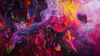 Poster - Colorful abstract painting showcasing ethereal textures and soft ambient glow creating an artistic visual experience full of emotion.