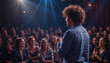 © shadab - A charismatic performer captivates a captivated audience with his heartfelt story, bathed in the warm glow of stage lights.