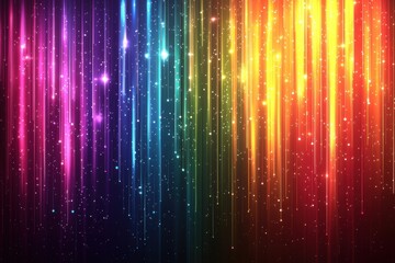 Wall Mural - A colorful, multi-colored image with a rainbow and stars