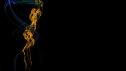 Wall Mural - flaming twist blue to orange abstract 4k loop features a column of orange smoke rising with tendrils