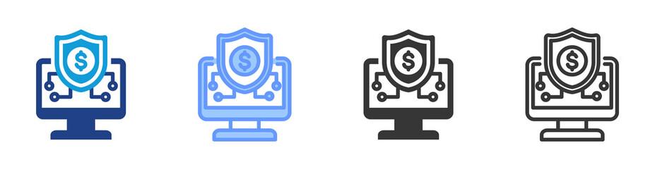 Poster - Cyber Insurance icon set multiple style collection
