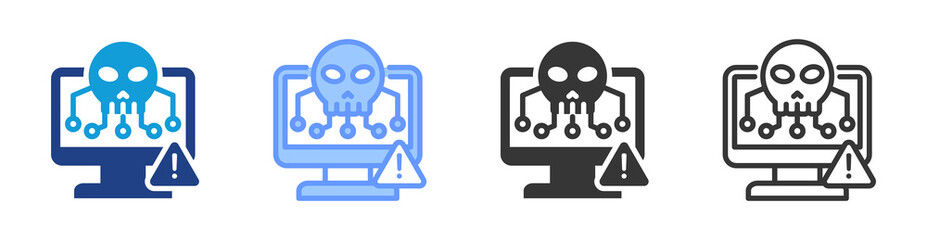 Aufkleber - Computer Virus Infected icon set multiple style collection